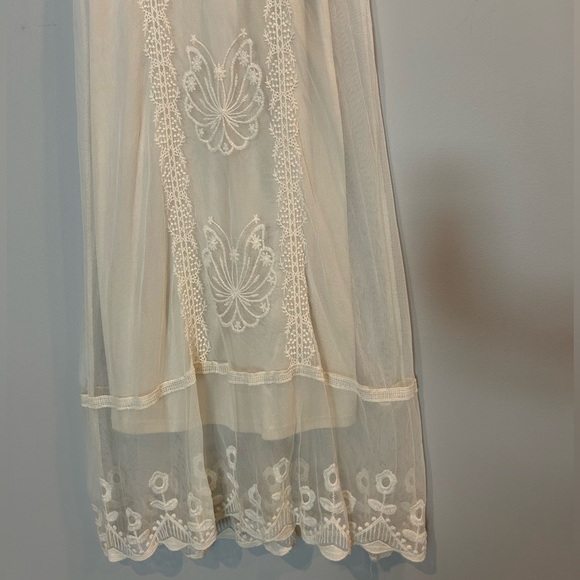 Zara Cream Babydoll Midi Dress Scoop Neck - Picture 3 of 6